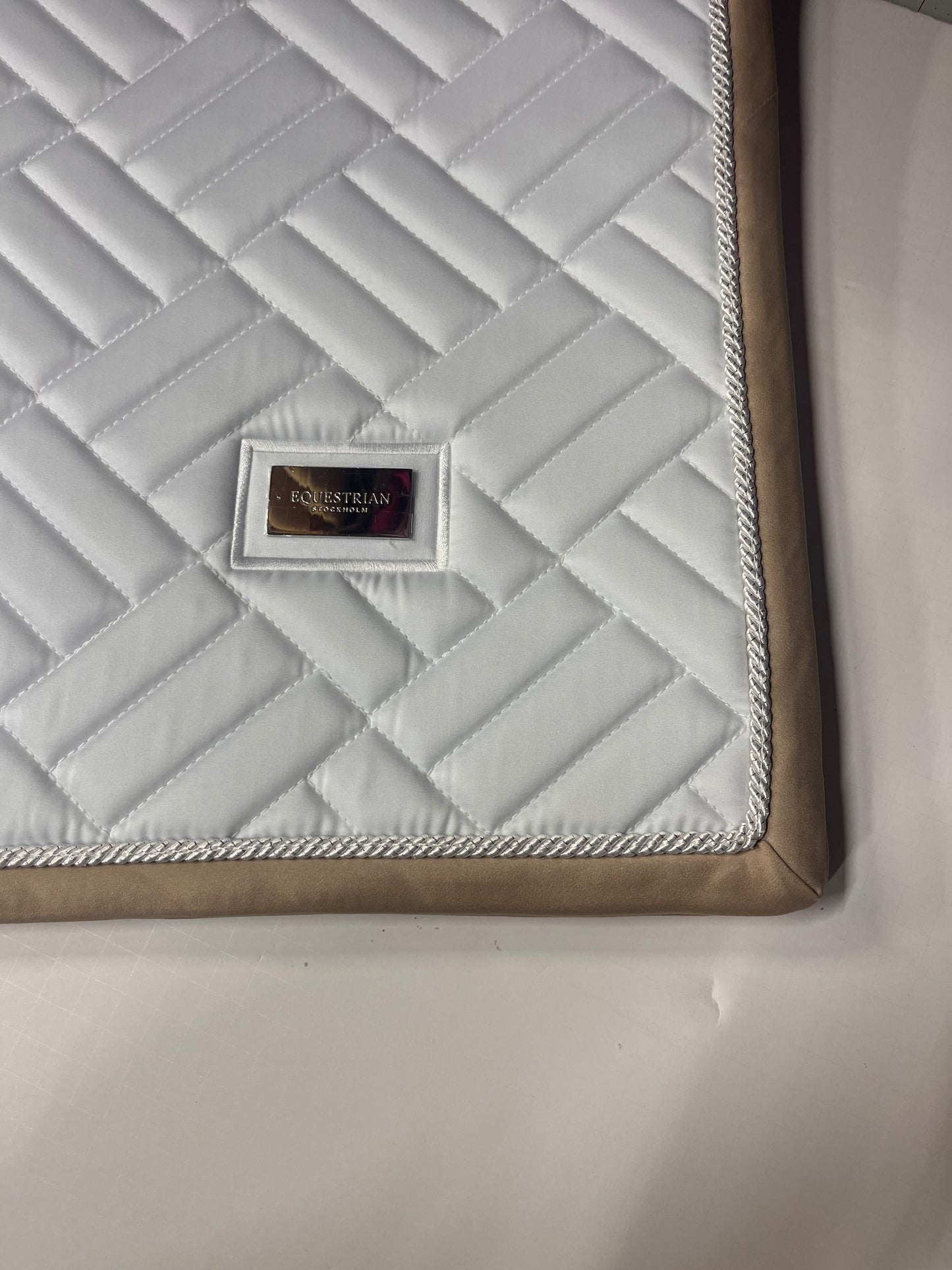 Equestrian Stockholm Modern Whites Dressage Saddle Pads. -Full Size- Various Borders