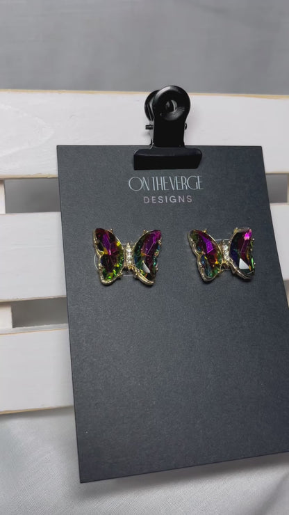 Volcano Butterfly AB Crystal Earrings