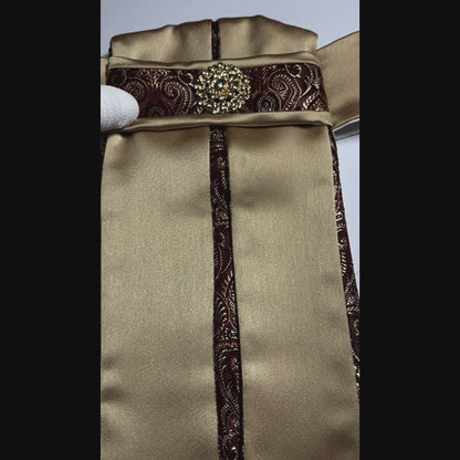 Bordeaux Gold Euro Pleat Dressage Stock Tie